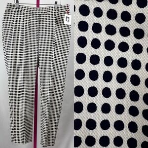 Navy Blue Polka Dot Dress Pants Anne Klein Women's‎ Size 10 White Office Casual